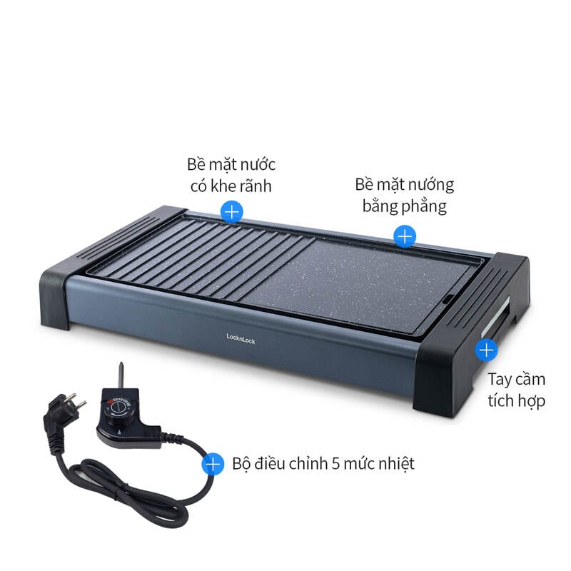 EJG236BLK - Bếp Nướng Điện LocknLock Electric Grill – 1800–2200W – Màu Đen - LocknLock Cần Thơ