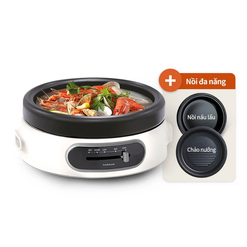 EJP544WHT - Nồi Điện Đa Năng LocknLock Multi Cooker – 4L – Màu Trắng - LocknLock Cần Thơ