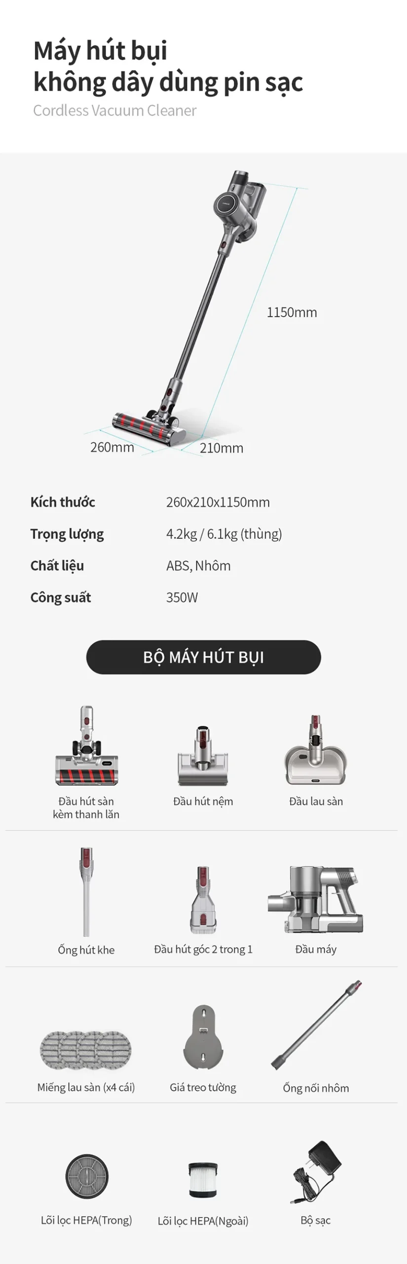 ENV356GRY - Máy Hút Bụi Không Dây Dùng Pin Sạc LocknLock - LocknLock Cần Thơ