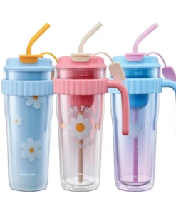 HAP538 - Ly Nhựa 2 Lớp LocknLock Kèm Ống Hút Spring Double Wall Cold Cup 890ml - 3 Màu (Xanh, Xanh Da Trời, Hồng) - LocknLock Cần Thơ