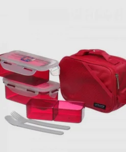 Alternative view of HPL762DR - Bộ Túi Hộp cơm 2P (Kèm Muỗng, Nĩa) - Túi Màu Đỏ