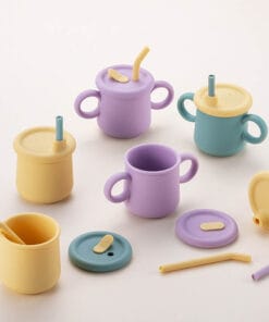 LBB015S7 - Bộ Cốc Silicone Kèm Ống Hút Locknlock Little Luv 200ml (2 cốc) - 2 Bộ (Xanh và Vàng - Tím và Vàng)