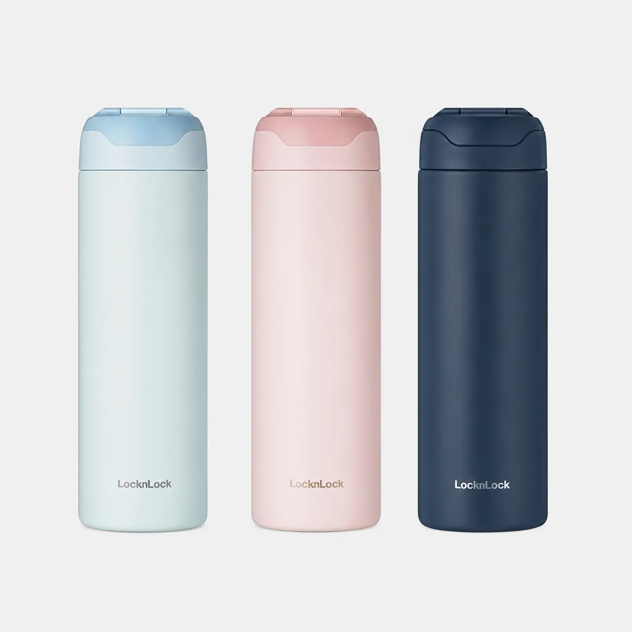 Bình giữ nhiệt LocknLock Dandy One Touch Tumbler LHC3281 420ml màu xanh xanh nhạt hồng