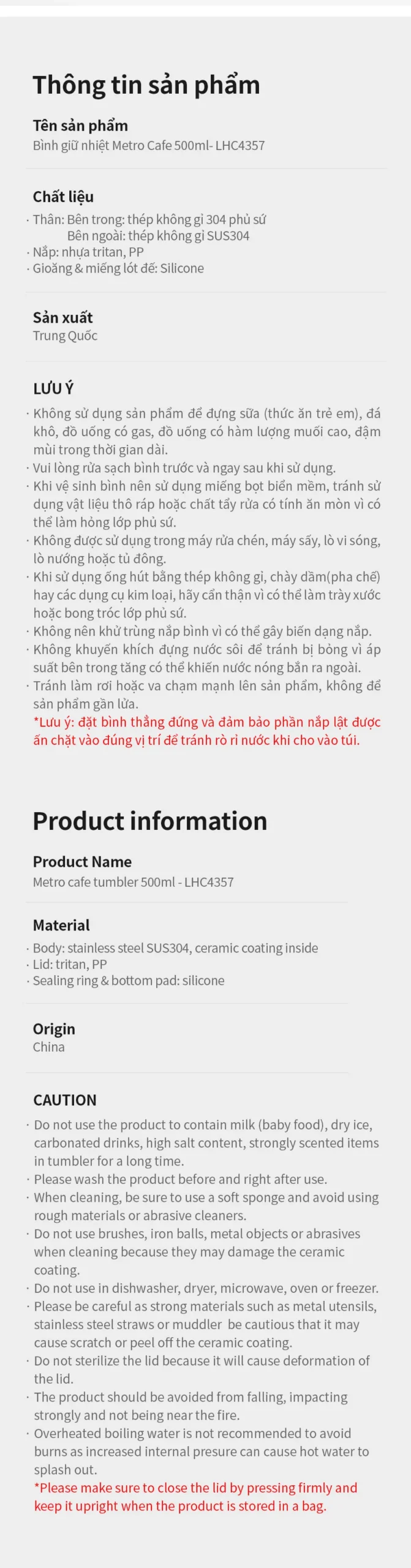 LHC4357 - Bình Giữ Nhiệt Locknlock Metro Cafe 500ml - 2 Màu (Be, Nâu Nhạt) - LocknLock Cần Thơ