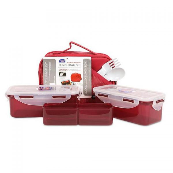 Bộ Túi Hộp cơm 2P (Kèm Muỗng, Nĩa) - Túi Màu Đỏ - HPL762DR