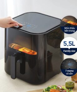 Nồi Chiên Không Dầu LocknLock Visible Air Fryer Cube 5.5L - Màu Đen - EJF996BLK