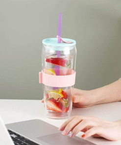 Ly thủy tinh LocknLock hai lớp (có nắp) - 620ml - LLG919PIK