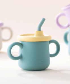 Bộ Cốc Silicone Kèm Ống Hút Locknlock Little Luv 200ml (2 cốc) - 2 Bộ (Xanh và Vàng - Tím và Vàng) - LBB015S7