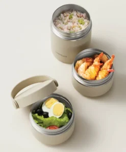 LHC8058 - Bộ hộp cơm giữ nhiệt LocknLock Tower Vacuum Lunch Box (380MLx2, 400MLx1) - 3 màu (Be, Nâu, Xanh Lá Đậm) - LocknLock Cần Thơ