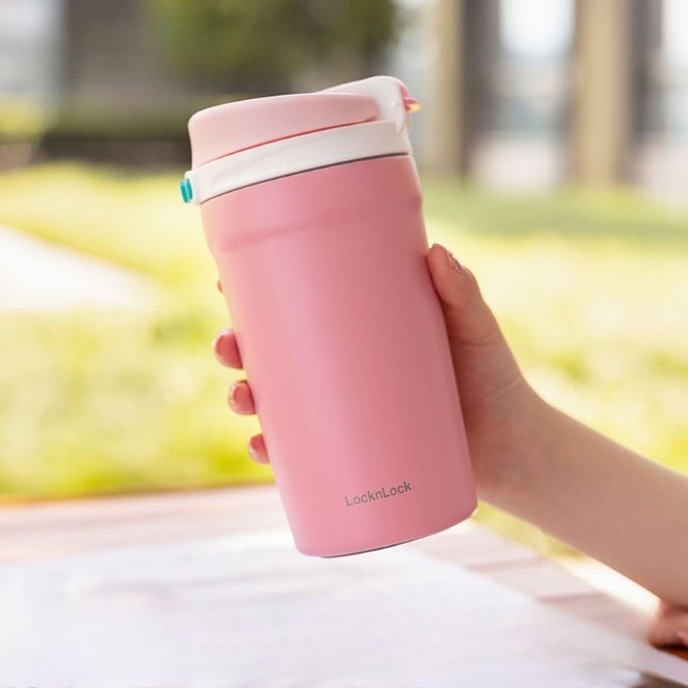 Bình giữ nhiệt LocknLock Dual one touch tumbler 430ml Màu hồng - LHC3282PIK - Ảnh 2
