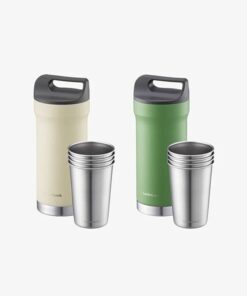 Bình Giữ Nhiệt Bằng Thép Không Gỉ Locknlock Hybrid Tumbler Set 420Mlx1/190Mlx4 - 2 Màu (Màu Be, Màu Xanh Lá) - LHC4303