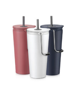 Bình Giữ Nhiệt Có Ống Hút LocknLock Bucket Tumbler With Straw - 3 Màu (Hồng Đậm, Xanh Navy, Trắng) - LHC4268