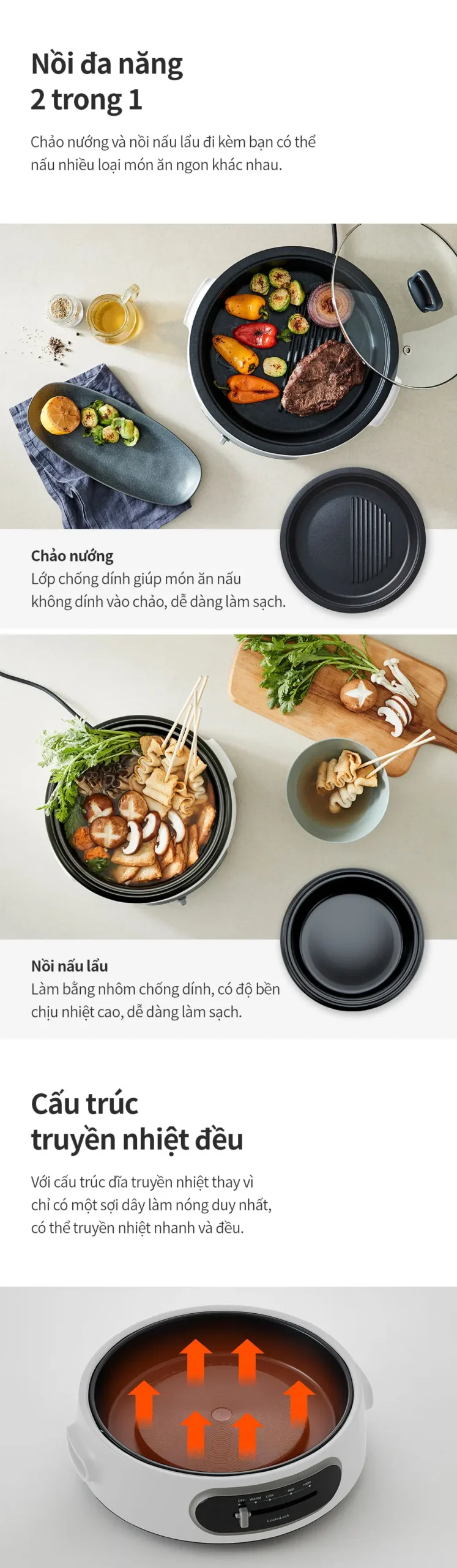 EJP544WHT - Nồi Điện Đa Năng LocknLock Multi Cooker – 4L – Màu Trắng - LocknLock Cần Thơ