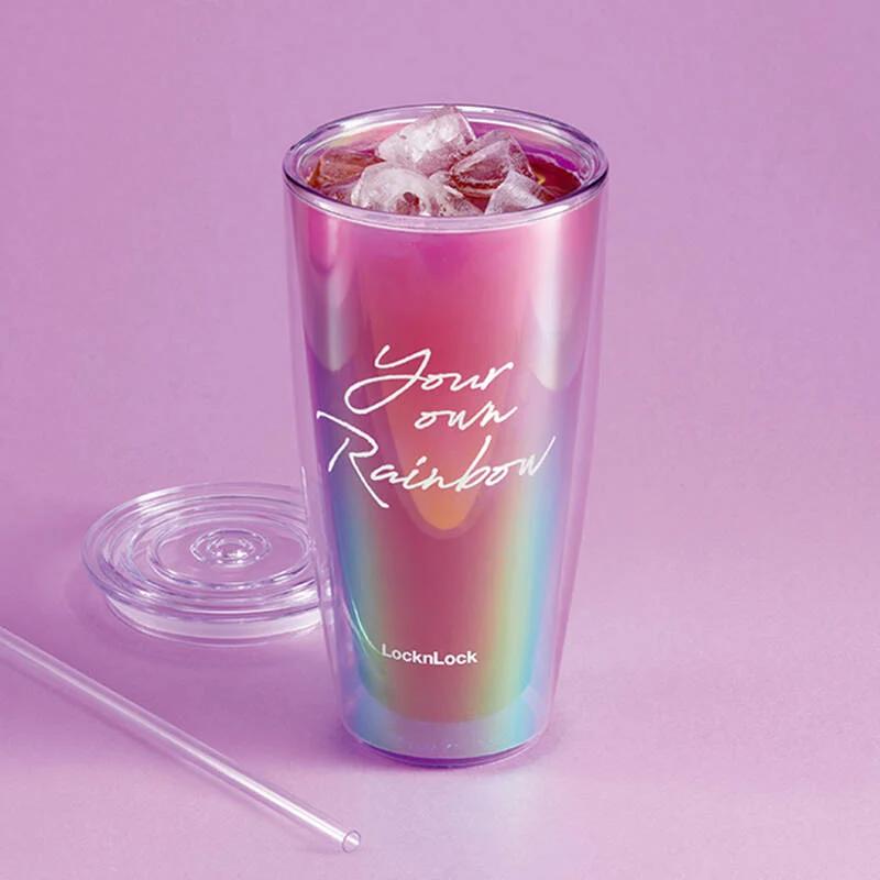 Ly Nhựa Hai Lớp LocknLock Rainbow Double Wall Cold Cup 750ml - 2 Màu (Tím, Trắng) - HAP507