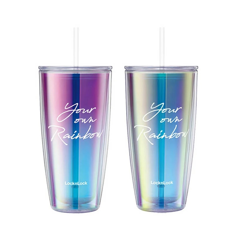 Ly Nhựa Hai Lớp LocknLock Rainbow Double Wall Cold Cup 750ml - 2 Màu (Tím, Trắng) - HAP507