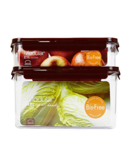 Bộ 2 Hộp Bảo Quản Thực Phẩm Hình Chữ Nhật LocknLock Bisfree Modular - Màu Nâu - LBF406S2LZD