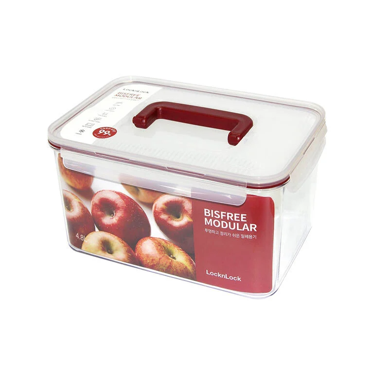 LBF408HRED - Hộp bảo quản thực phẩm nhựa Bisfree Modular - LOCK&LOCK - 4.8L - trong suốt - Silicone màu đỏ