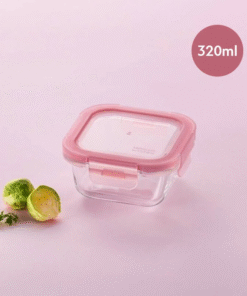 Hộp Thủy Tinh LocknLock Rose Glass 320ml Màu Anh Đào - LLG246