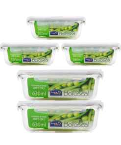 Bộ 5 Hộp Bảo Quản Thủy Tinh LocknLock Glass Euro (LLG422*3, LLG428*2) - LLG428S5