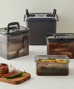Hộp Muối Kim Chi LocknLock Breathing Kimchi 4 dung tích - Màu Xám Đậm