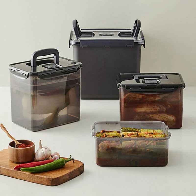 Hộp Muối Kim Chi LocknLock Breathing Kimchi 4 dung tích - Màu Xám Đậm