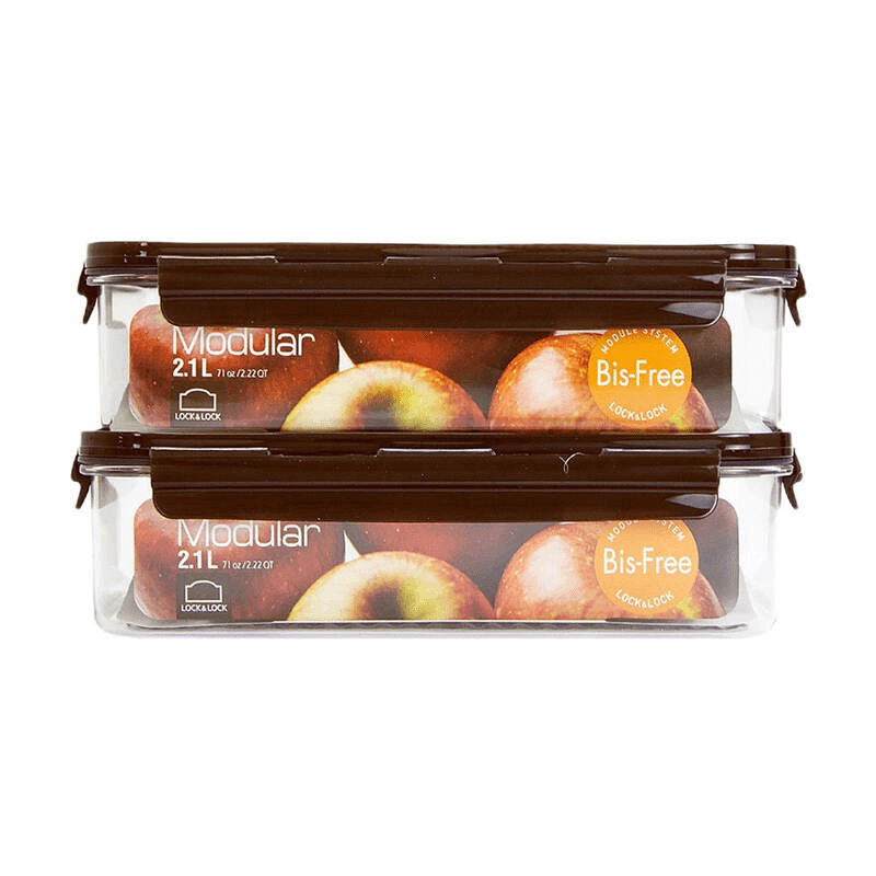 LBF406S2SP - Bộ 2 Hộp Bảo Quản Thực Phẩm Hình Chữ Nhật LocknLock Bisfree Modular - Màu Nâu - Ảnh 3