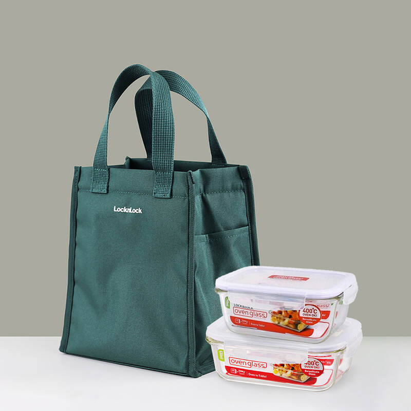 Bộ Túi Hộp Cơm Thủy Tinh Locknlock 3 Món (LLLG429Dx1, LLG428x1, HWB820GRNx1) - Màu Xanh Lá - LLG429DS2GRN - Ảnh 3