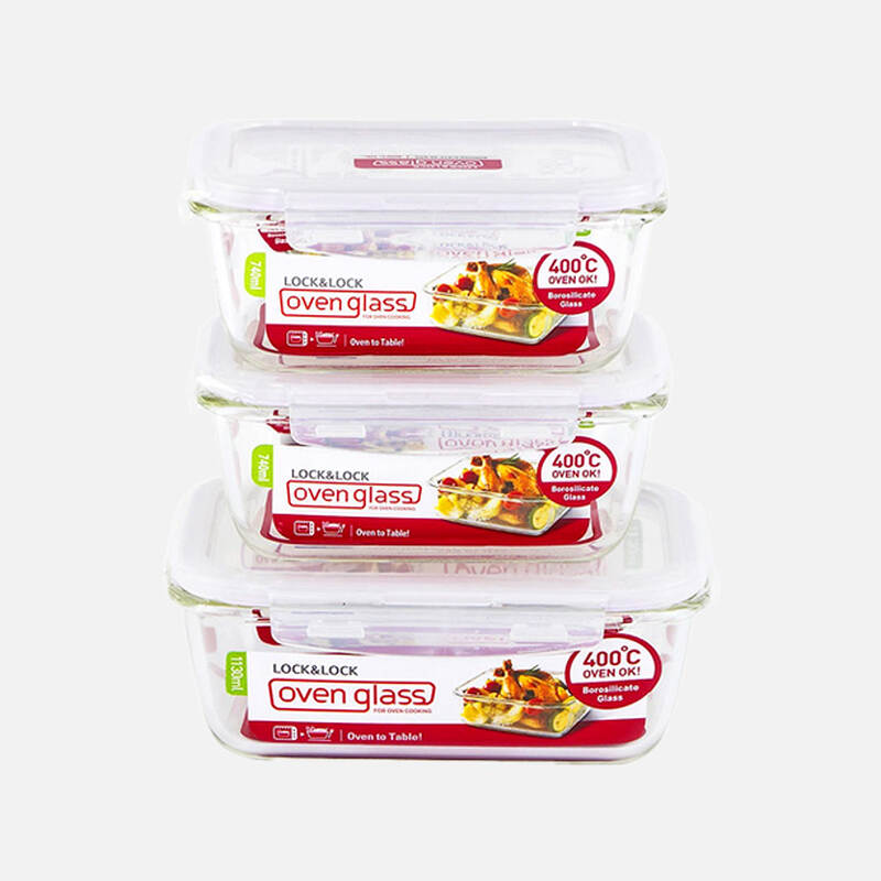 Bộ 3 hộp thủy tinh chịu nhiệt Euro 740ml, 1.13L - LLG429S3