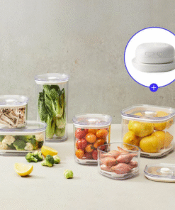 Bộ máy hút chân không và hộp bảo quản thực phẩm LocknLock 7 món Maestro Vaccum LVC401S7 - Màu trắng