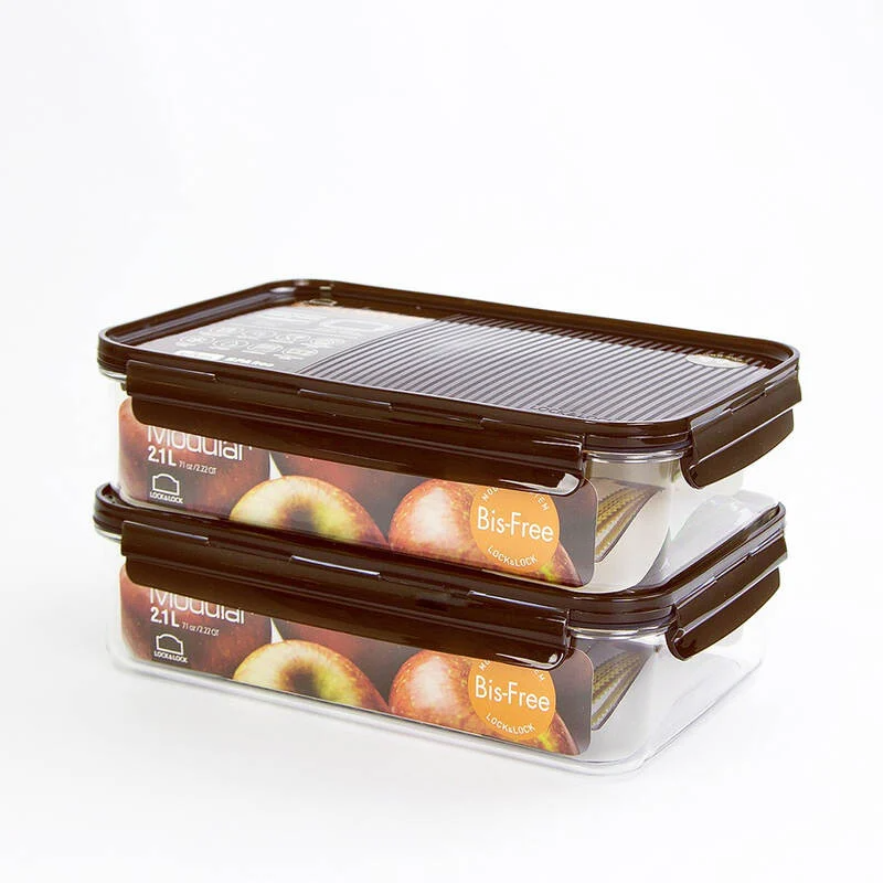 Bộ 2 Hộp Bảo Quản Thực Phẩm Hình Chữ Nhật LocknLock Bisfree Modular - Màu Nâu - LBF406S2SP