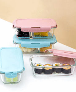 Hộp Thủy Tinh LocknLock Slim Glass Có Ngăn Và Không Ngăn - 2 màu (Hồng, Xanh Dương) - LCB425, LCB425C