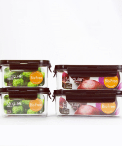 Bộ 4 Hộp Bảo Quản Hình Chữ Nhật LocknLock Bisfree Modular (LBF402*2, LBF404*2) - Màu Nâu - LBF402S4YS