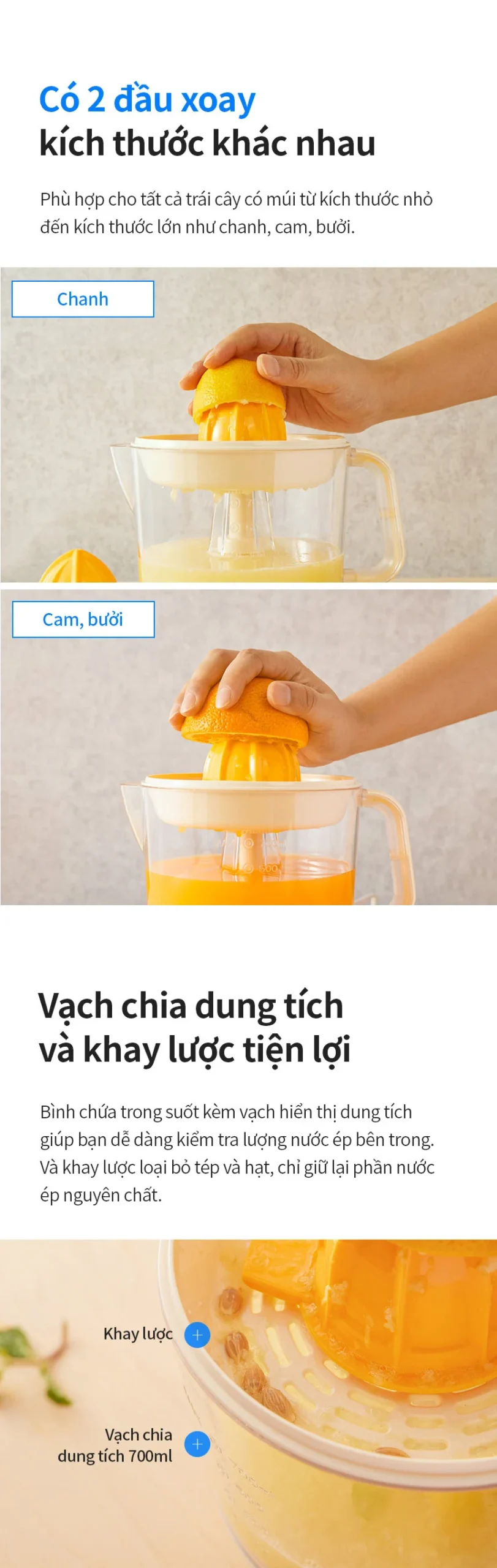 EJJ231 - Máy vắt cam thương hiệu Lock & Lock, 220-240V~, 50/60Hz, 40W, 700ML, màu trắng - Locknlockonline.com