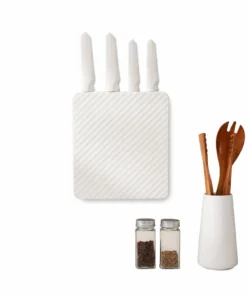 CKK307S5 - Bộ dao 5 món LocknLock gồm 4 dao, 1 khối đỡ dao dán tường bằng PP - Màu Ivory