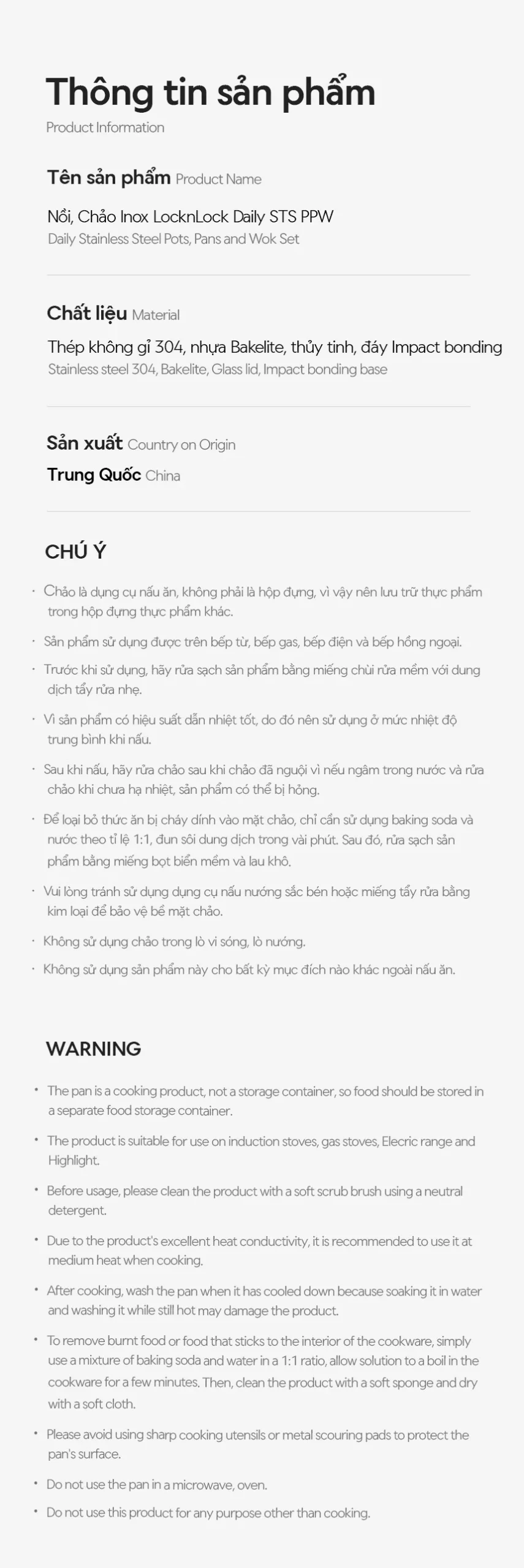 Nồi, Chảo Inox LocknLock Daily STS PPW thân bằng thép không gỉ 304, kèm nắp kính trong suốt, tay cầm chịu nhiệt - LocknLock Cần Thơ