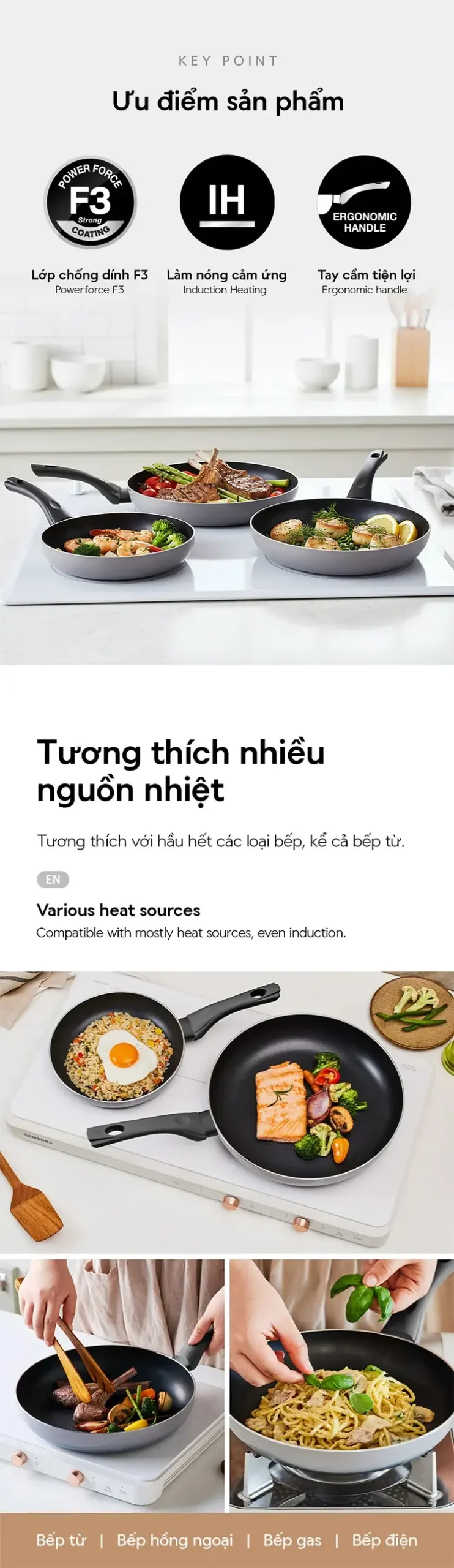 CAF - Chảo chiên chống dính Grano IH 20cm hiệu LocknLock - Màu tím than - Locknlockonline.com