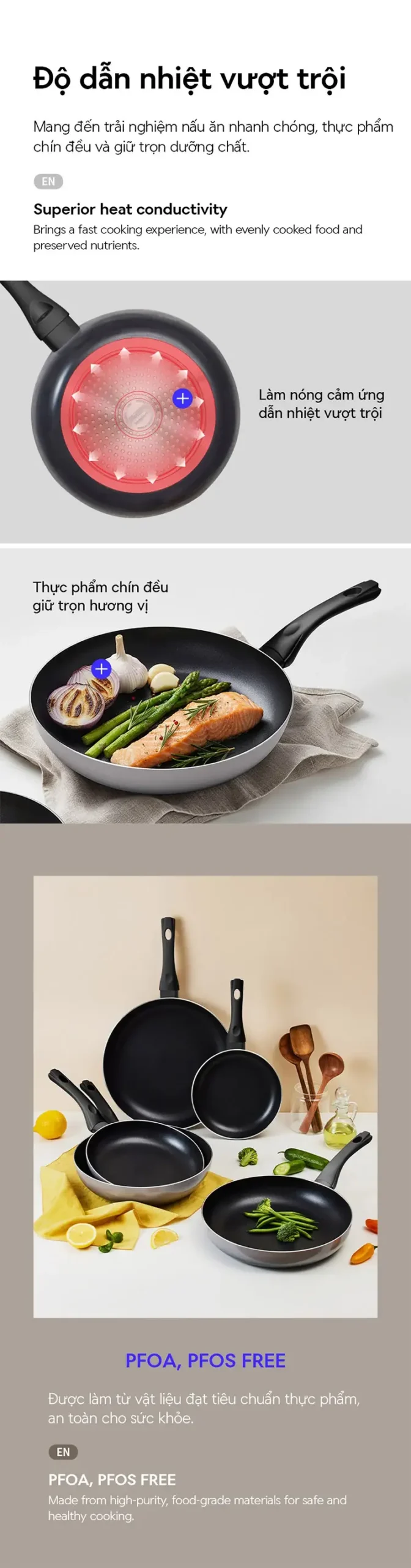 CAF - Chảo chiên chống dính Grano IH 20cm hiệu LocknLock - Màu tím than - Locknlockonline.com