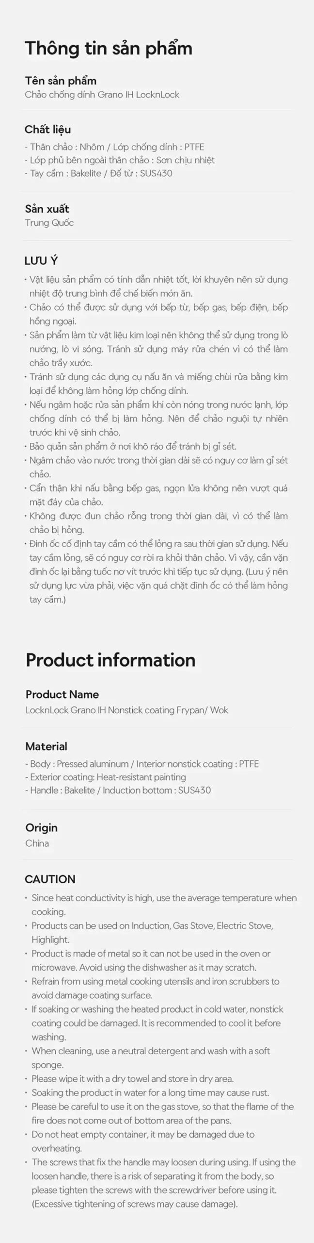CAF - Chảo chiên chống dính Grano IH 20cm hiệu LocknLock - Màu tím than - Locknlockonline.com