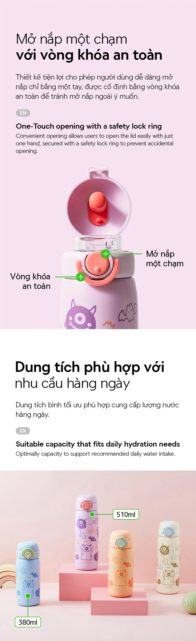 LHC3387/LHC3388 - Bình giữ nhiệt LocknLock Schoolfit Luminous tumbler 380ml/510ml - Locknlock Cần Thơ