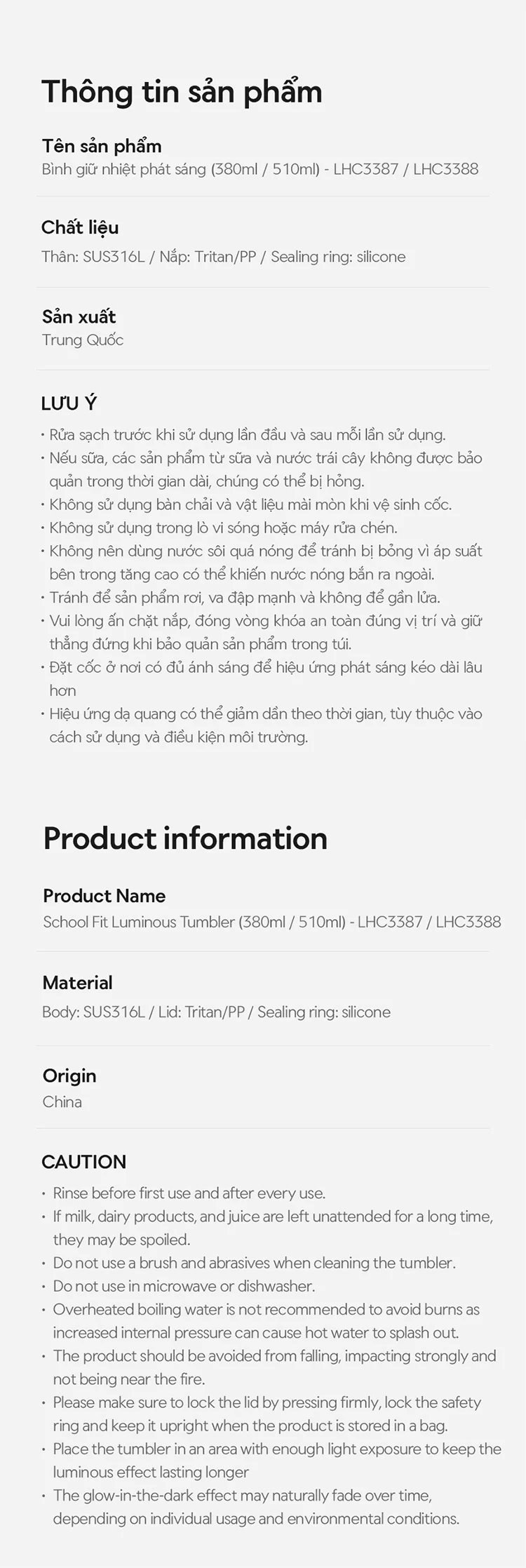 LHC3387/LHC3388 - Bình giữ nhiệt LocknLock Schoolfit Luminous tumbler 380ml/510ml - Locknlock Cần Thơ