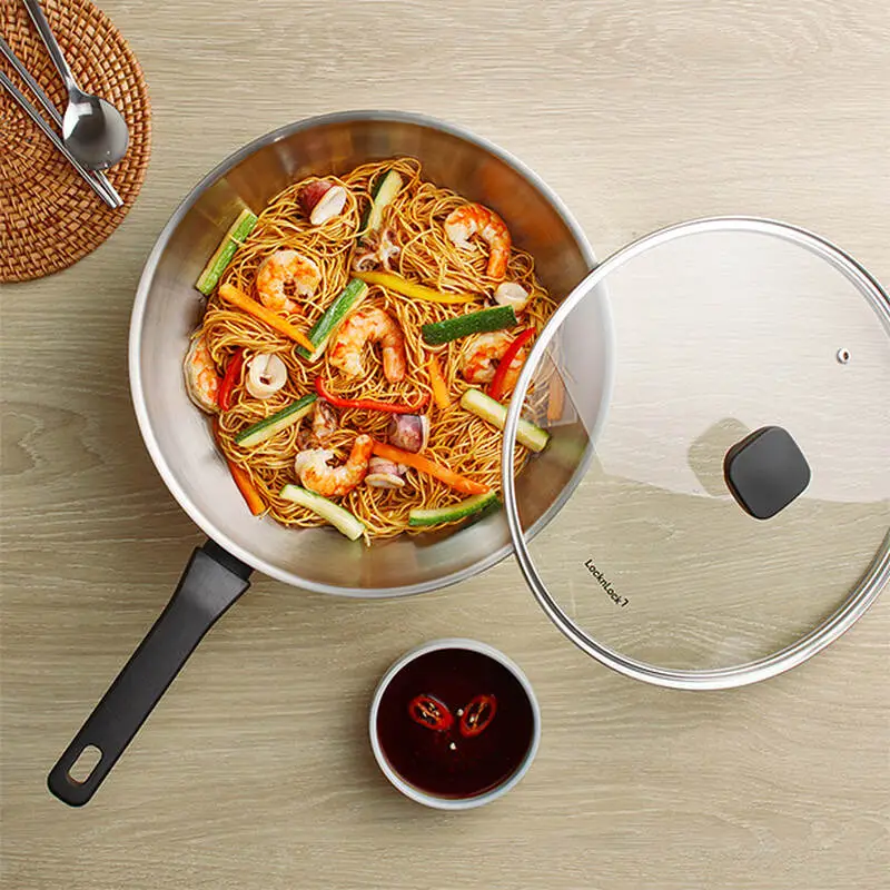 Nồi, Chảo Inox LocknLock Daily STS PPW thân bằng thép không gỉ 304, kèm nắp kính trong suốt, tay cầm chịu nhiệt - LocknLock Cần Thơ