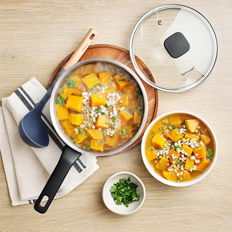 Nồi, Chảo Inox LocknLock Daily STS PPW thân bằng thép không gỉ 304, kèm nắp kính trong suốt, tay cầm chịu nhiệt - LocknLock Cần Thơ