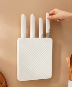 CKK307S5 - Bộ dao 5 món LocknLock gồm 4 dao, 1 khối đỡ dao dán tường bằng PP - Màu Ivory - locknlockonline.com