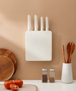 CKK307S5 - Bộ dao 5 món LocknLock gồm 4 dao, 1 khối đỡ dao dán tường bằng PP - Màu Ivory - locknlockonline.com