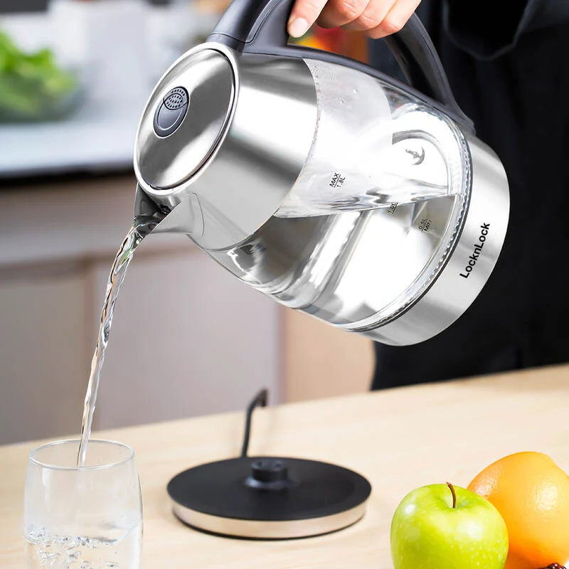 EJK341 - Ấm đun nước dùng điện bằng thủy tinh, hiệu LocknLock 1.8L, 220-240V, 50/60Hz, 1850-2200W