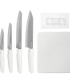 CKK307S5 - Bộ dao 5 món LocknLock gồm 4 dao, 1 khối đỡ dao dán tường bằng PP - Màu Ivory - locknlockonline.com