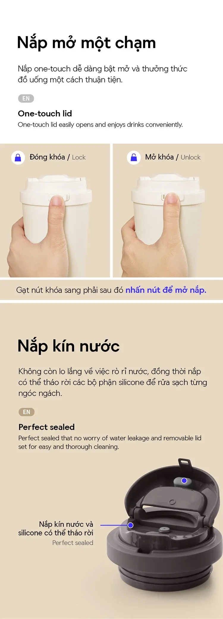 Bình giữ nhiệt LocknLock Energetic Ceramic Tumbler 550ml - 2 Màu - LHC3414