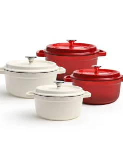 CIC2205, CIC2405 - Nồi Gang 2 Tay Cầm Có Nắp, Đường Kính (22cm, 24cm) - 2 Màu (Đỏ, Trắng) - LocknLock Cần Thơ