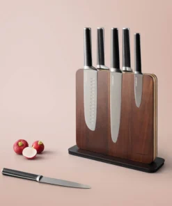 CKK804 - Bộ Dao 7 Món Lock&Lock Gồm 6 Dao, 1 Khối Đỡ Dao Nam Châm Bằng Gỗ - Màu Nâu - LocknLock - LocknLock Cần Thơ