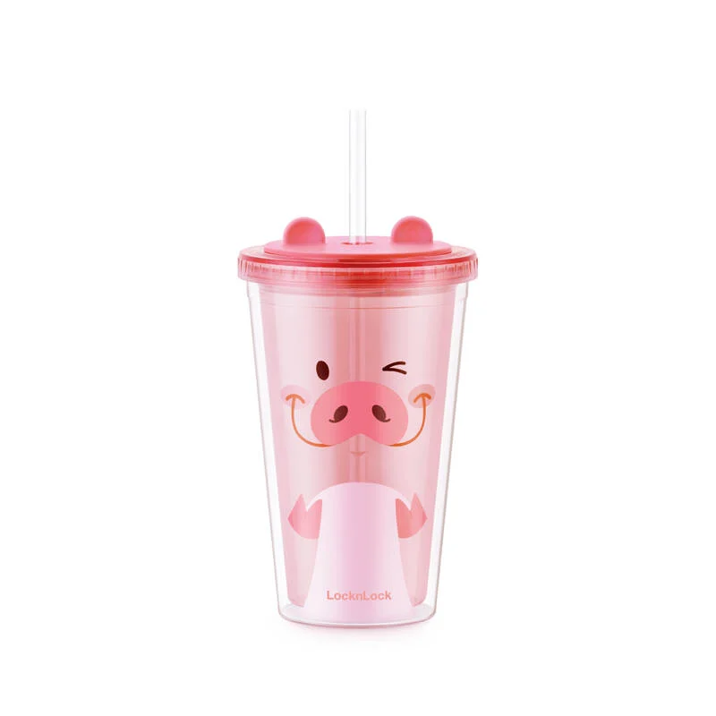 HAP511 - Ly nhựa 2 lớp LocknLock Animal 520ml in hình heo - 2 Màu (Màu hồng, Màu nâu) - LocknLock Online